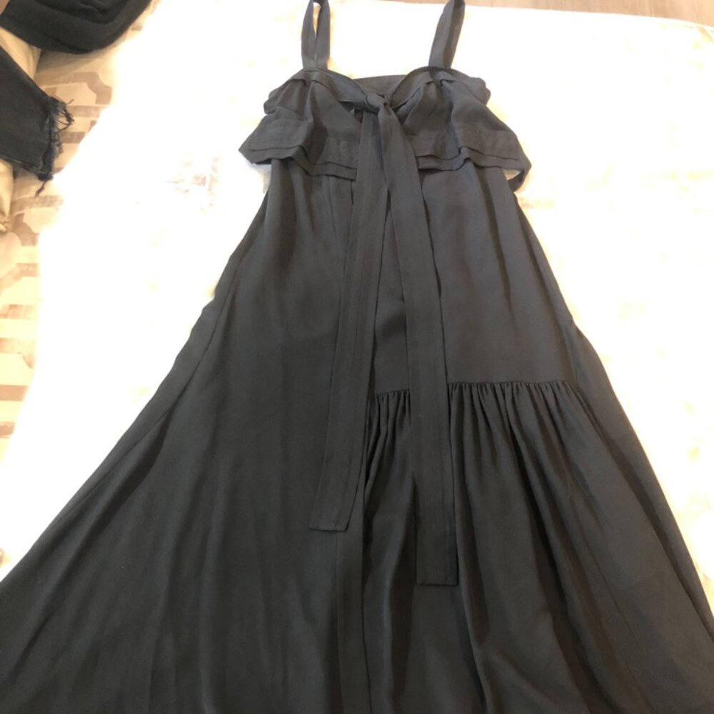 3.1 Phillip Lim Black Tie-Front Sleeveless Silk Gown